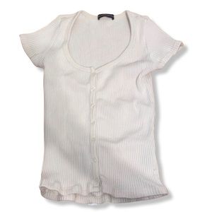 Brandy Melville Crème Ribbed Top